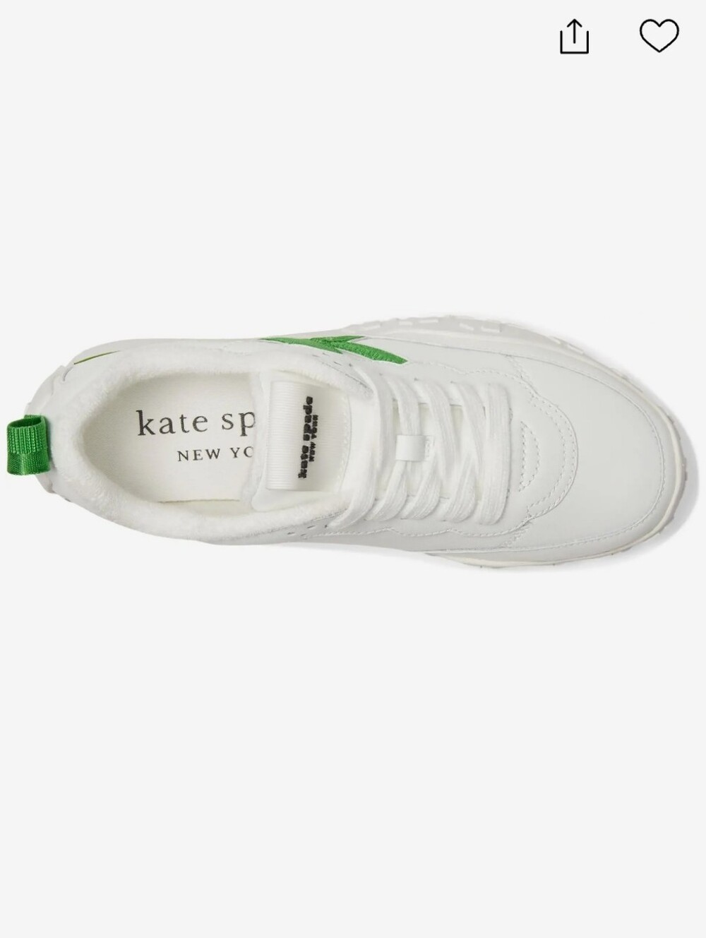 kate spade K As In Kate Sneakers, True White/ KS Green - Picture 2 of 6